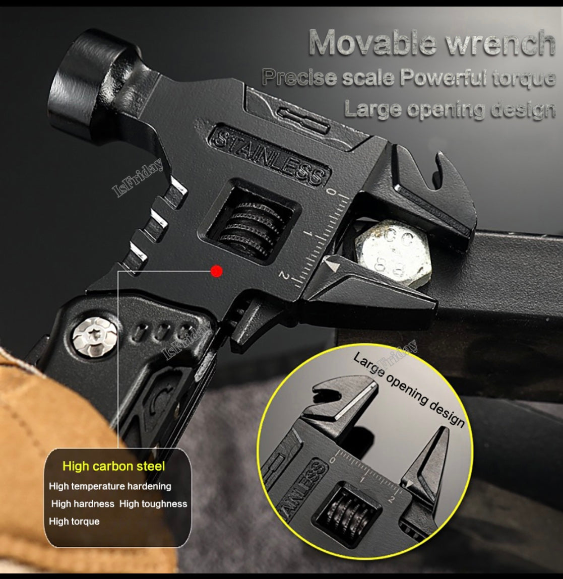 16 in 1— BLACK COLOR —-Multi Function Wrench Hammer