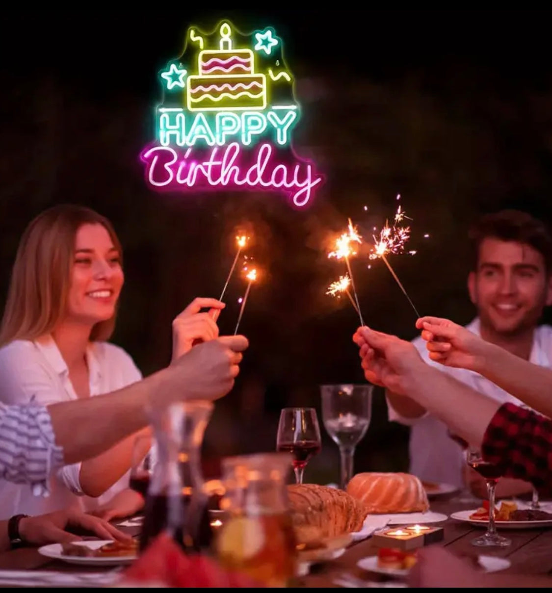 Happy Birthday Neon Sign for Birthday Parties, Colorful Happy Birthday Light Sign, LED Neon Sign with Dimmable Switch for Decoration of