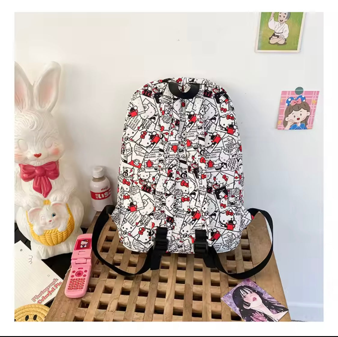 Fashion Sanrio Hello Kitty Backpack, Fashion Cartoon Design, Large Capacity Multifunctional School Backpack, Kawaii Backpack