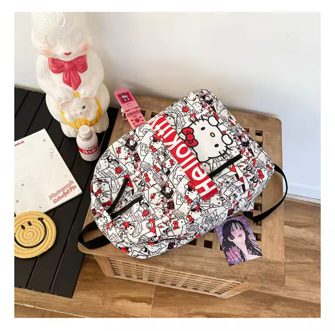 Fashion Sanrio Hello Kitty Backpack, Fashion Cartoon Design, Large Capacity Multifunctional School Backpack, Kawaii Backpack