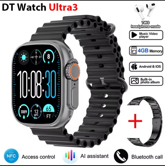 2025 new original watches DT Ultra 3 Pro smart watch men Google map NFC GPS Tracker HD BT call IP68 waterproof Smartwatch Unisex