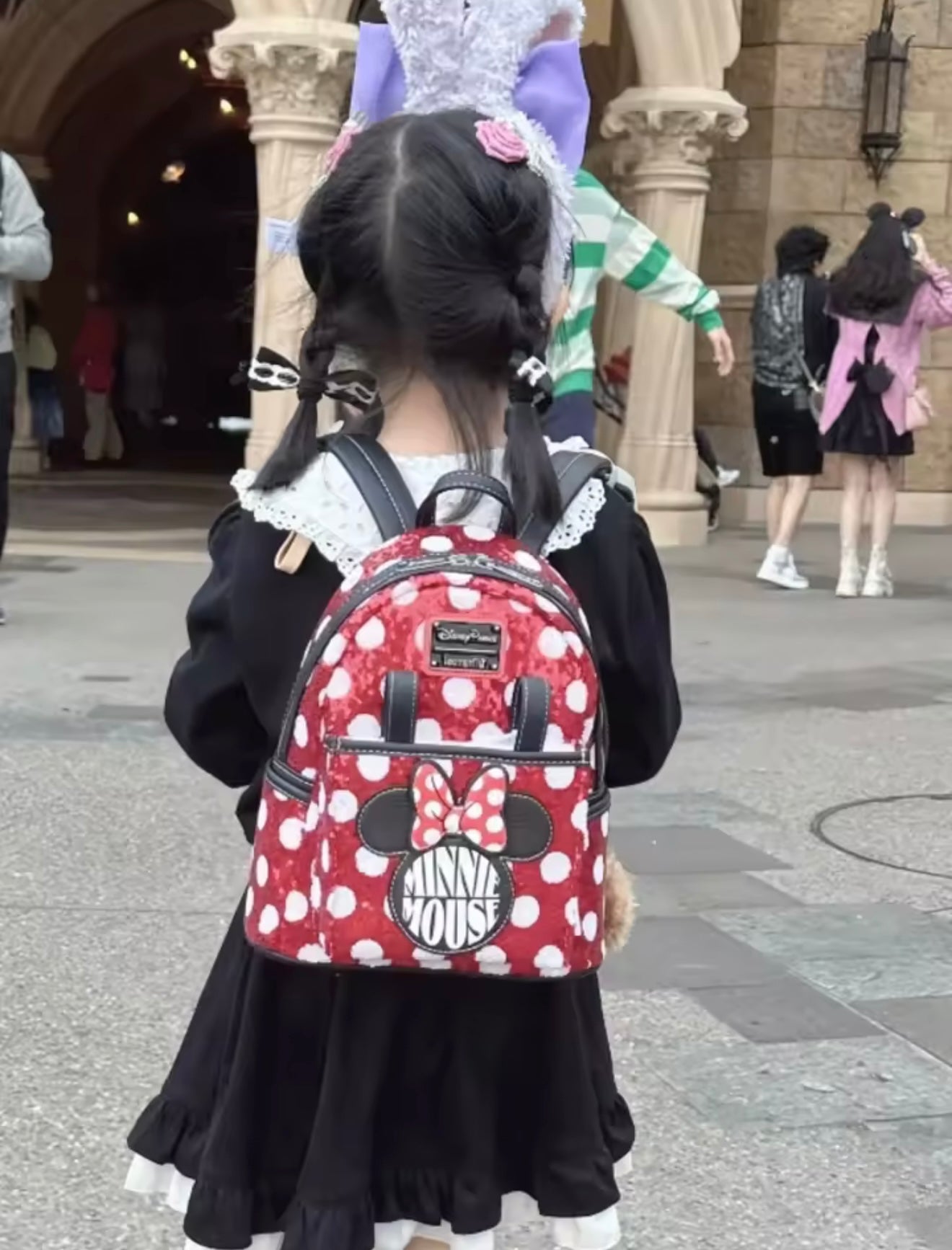 2026 New cute red Minnie backpack, cute cartoon backpack, glitter backpack, travel bag, gift for girl