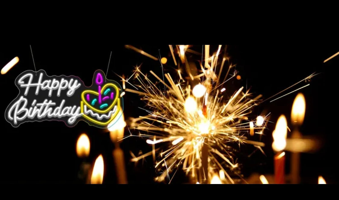Happy Birthday Neon Sign - USB Powered, Dimmable LED Light for Room and Party Decoration, Versatile Wall Mount