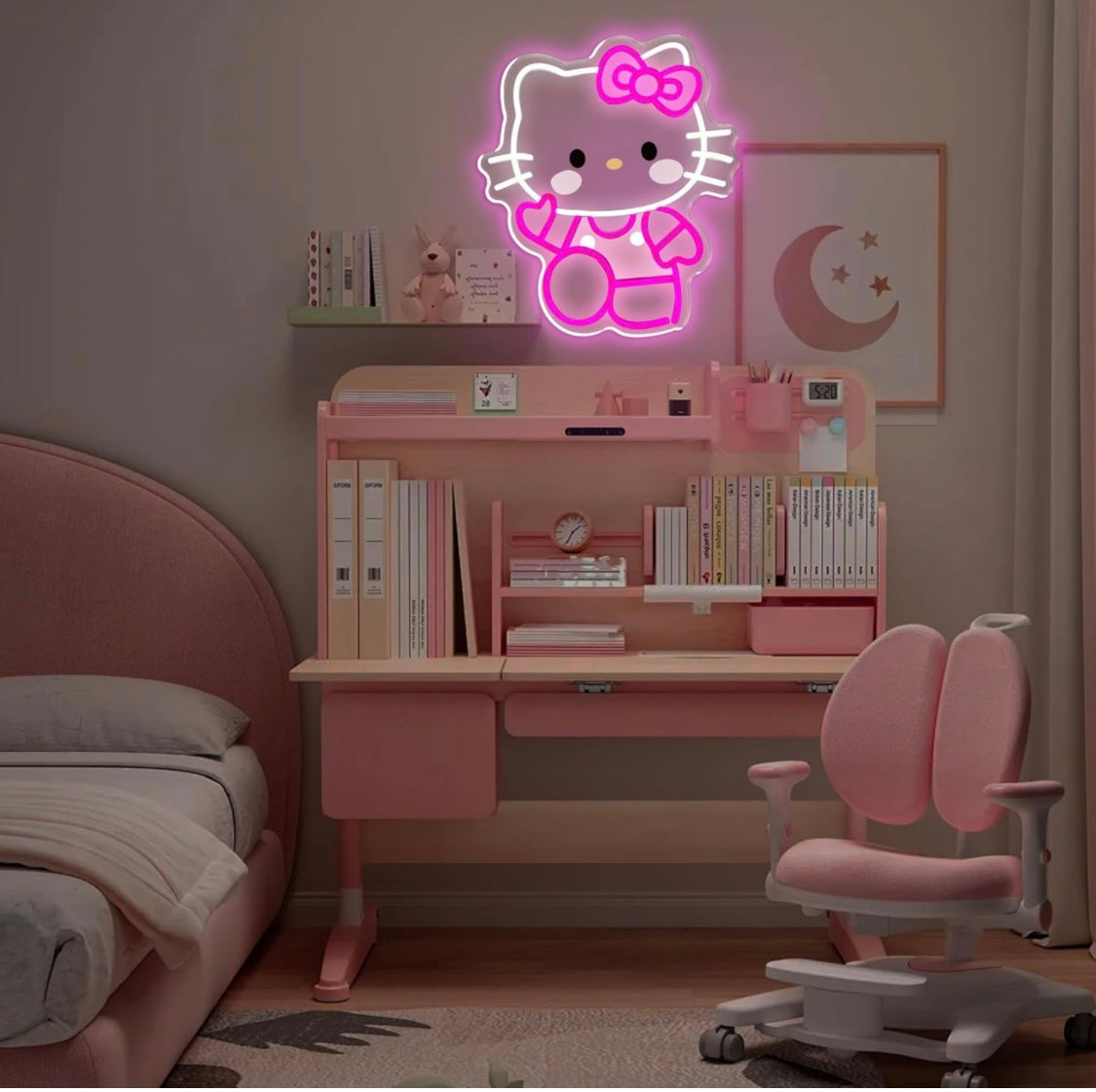 neon sign Hello Kitty for bedroom, living room, Hello Kitty lamp, room decoration, neon lights for anime, cat, neon lights, girls' room, playroom,