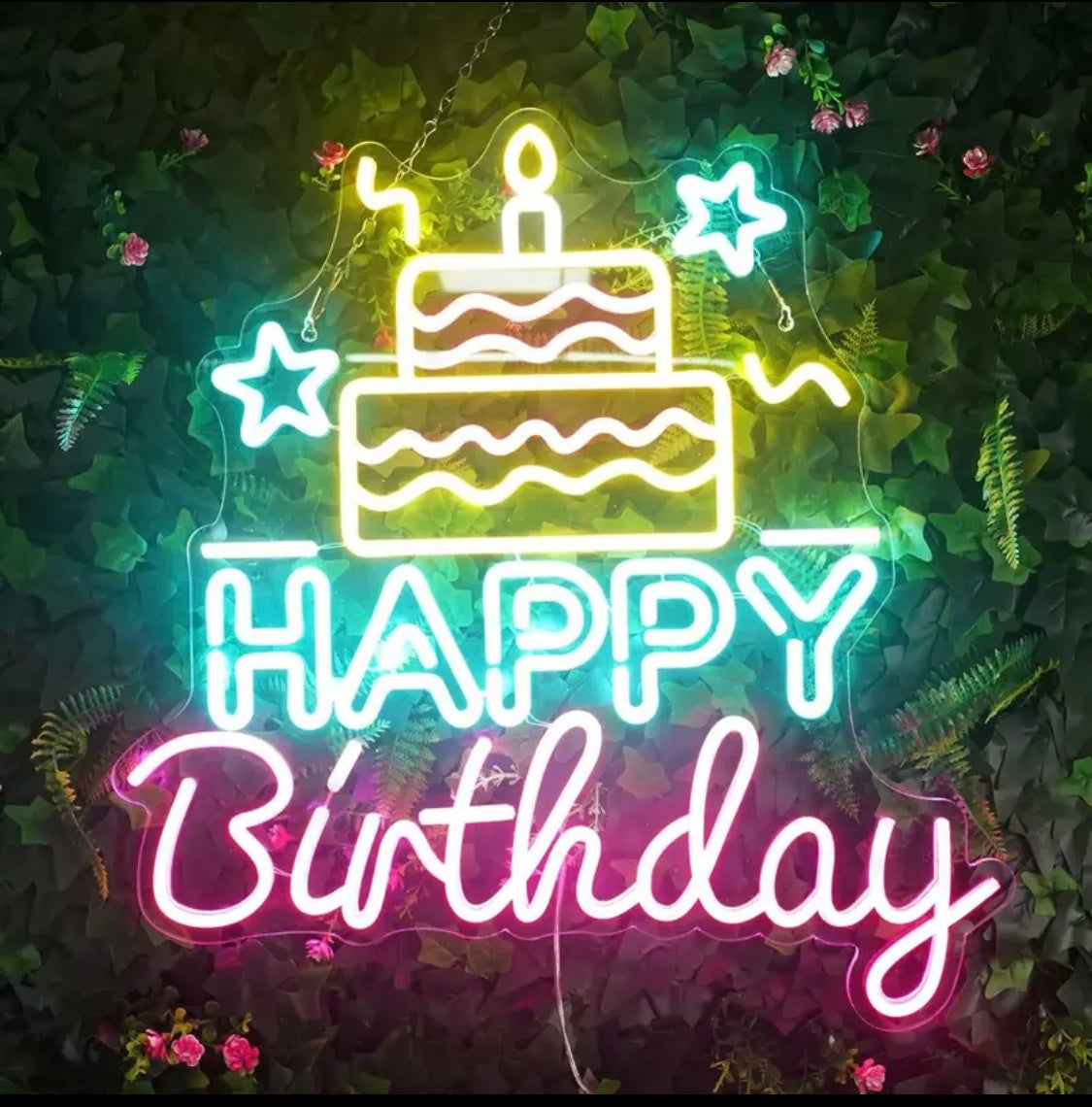 Happy Birthday Neon Sign for Birthday Parties, Colorful Happy Birthday Light Sign, LED Neon Sign with Dimmable Switch for Decoration of