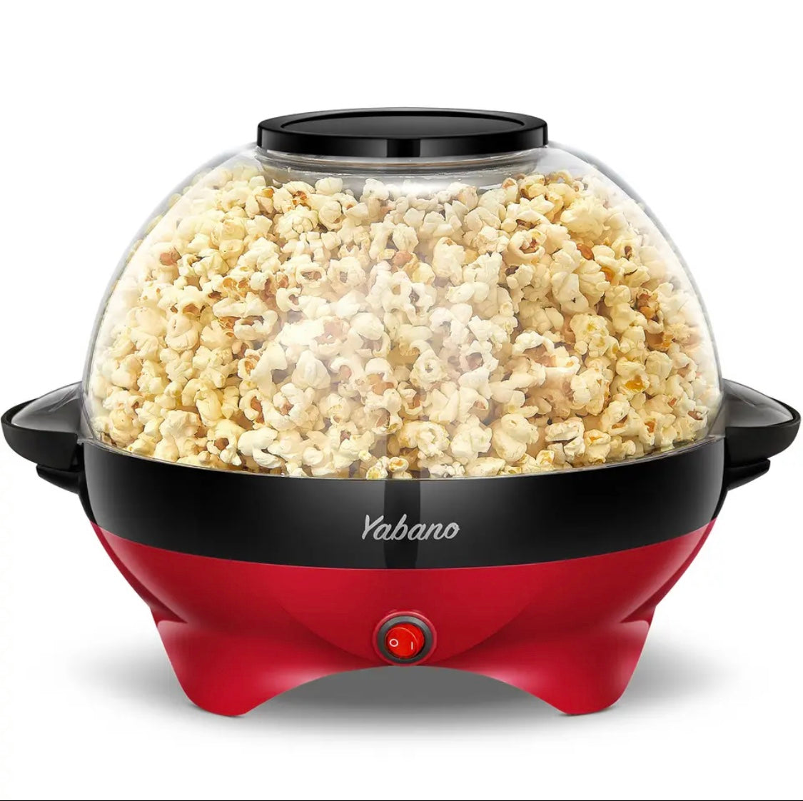 Yabano 6 Quart Popcorn Maker Machine RH-906 Nonstick Plate Automatic Stirring (BLACK)( RED)π