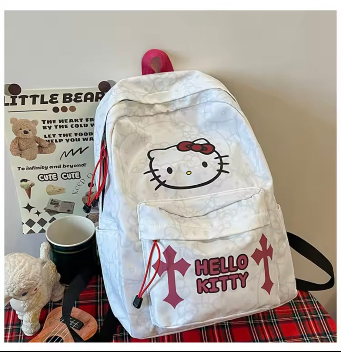 Fashion Hello Kitty Backpack Fashion Cartoon Design Large Capacity Multifunctional School Backpack