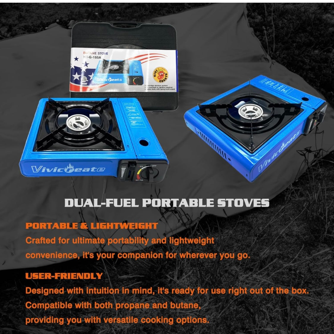 Vivicreate 7000 BTU Portable Stove, Camping Stove, Butane Stove, Outdoor Stove, Korean Style BBQ Stove