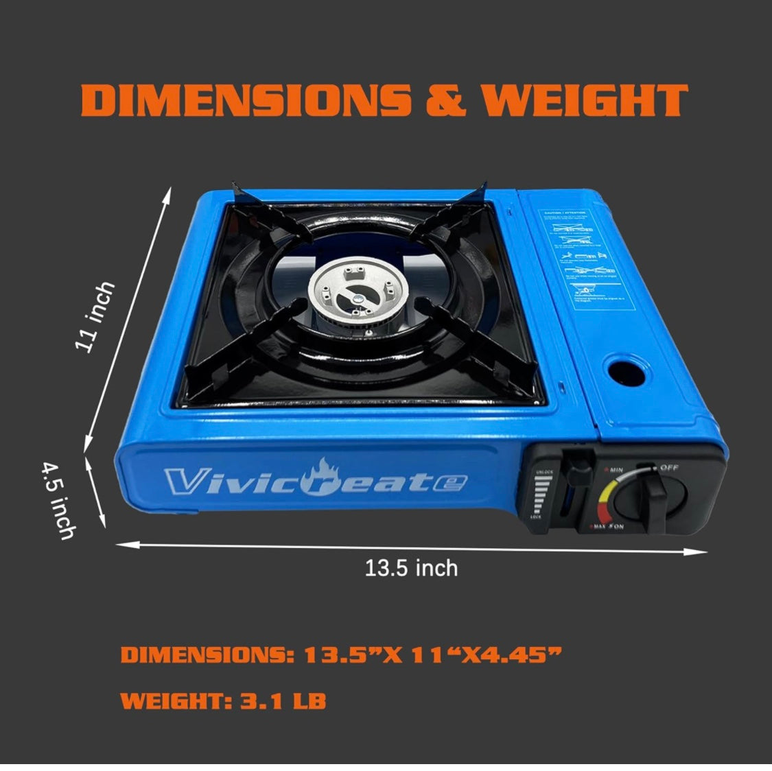 Vivicreate 7000 BTU Portable Stove, Camping Stove, Butane Stove, Outdoor Stove, Korean Style BBQ Stove