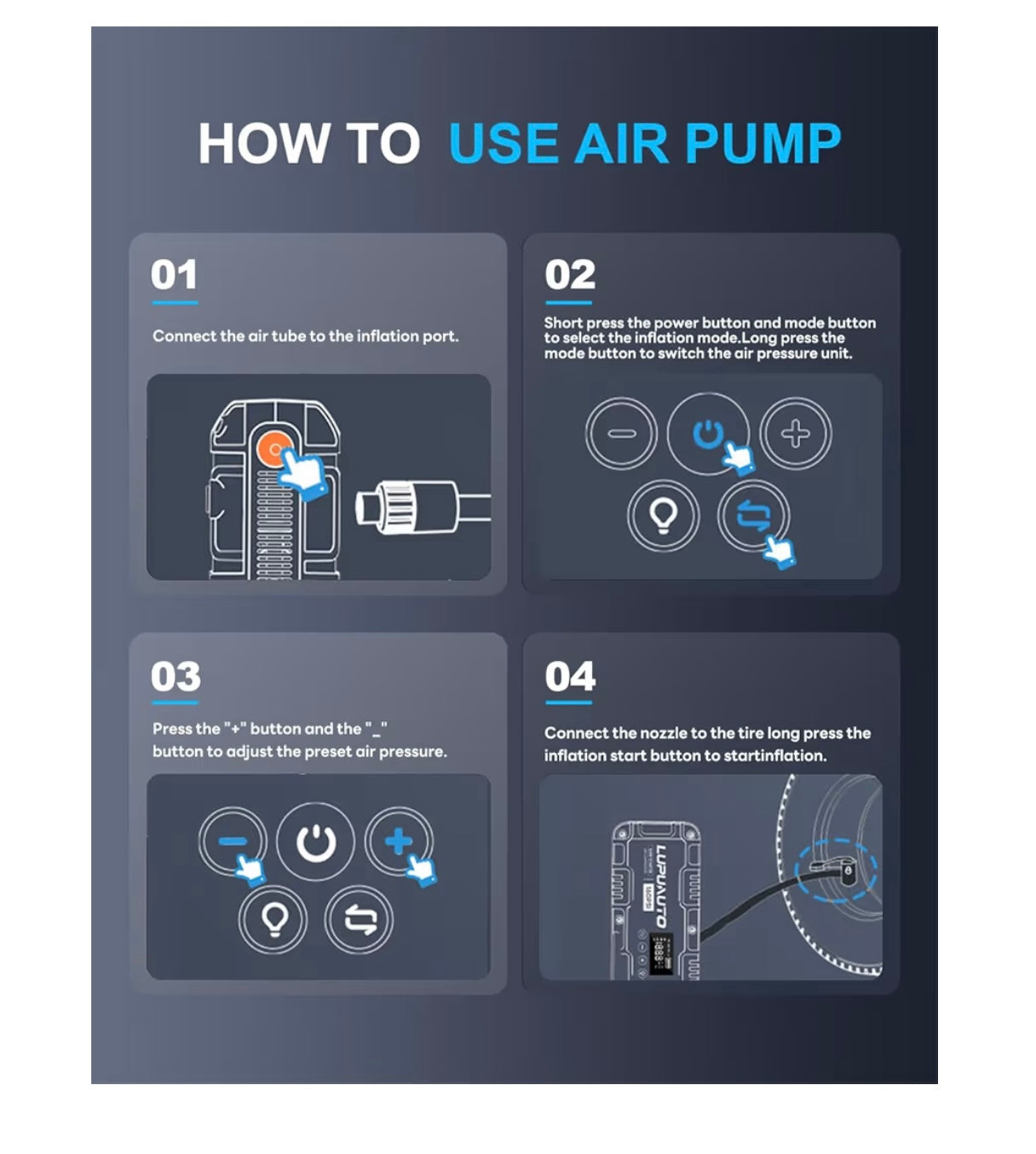 4000A Car Jump Starter with 160PSI Air Compressor, 12V Car Charging Battery Booster Pack (10L Gas/8.5L Diesel), Portable Jump Starter Power Pack with LED Display, 500LM Lights