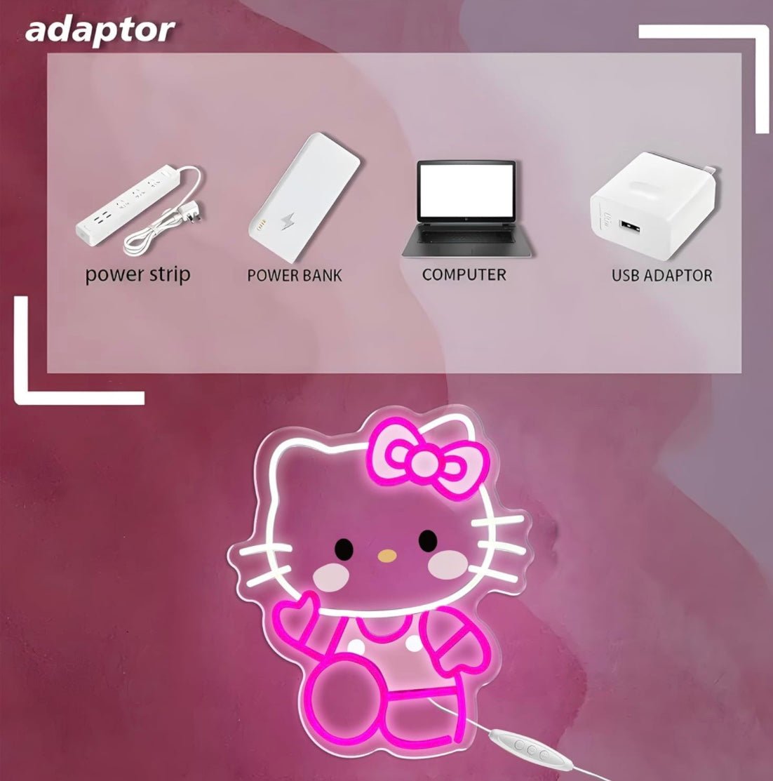 neon sign Hello Kitty for bedroom, living room, Hello Kitty lamp, room decoration, neon lights for anime, cat, neon lights, girls' room, playroom,