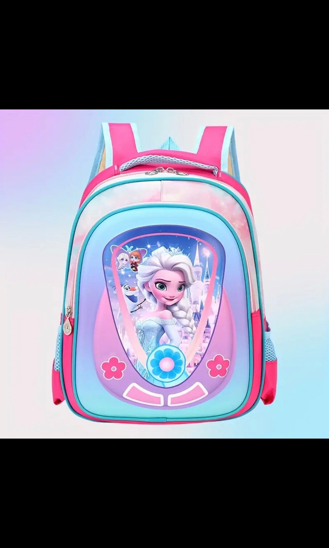 Sophia Pink Backpack - Cartoon and Floral Princess Design, Adjustable Shoulder Straps, Lightweight Polyester