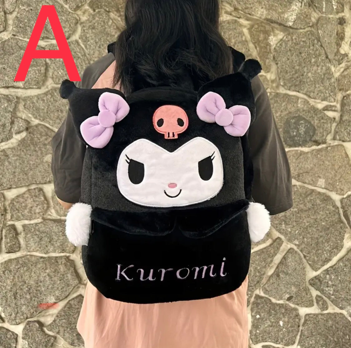 Kuromi & Cinnamoroll plush backpack, soft and cute cartoon design, beautiful backpack for school, travel and daily use