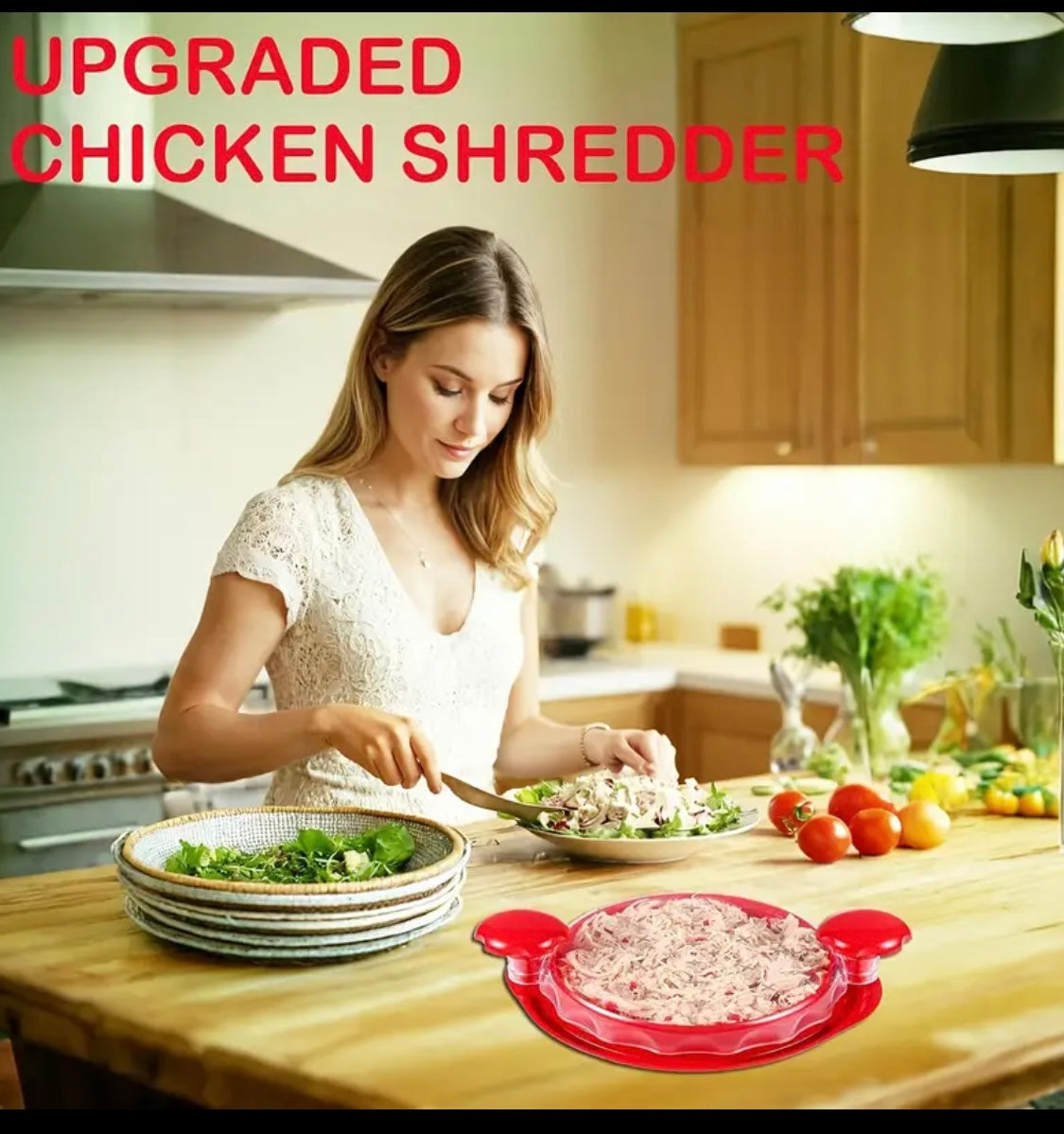 Kitchen chicken shredding tool, Visible meat shredder, Chicken chopper with transparent lid and cleaning brush Non-slip strip Suitable for beef and chicken