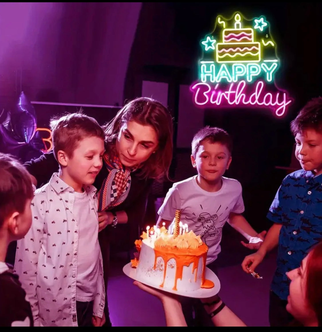 Happy Birthday Neon Sign for Birthday Parties, Colorful Happy Birthday Light Sign, LED Neon Sign with Dimmable Switch for Decoration of