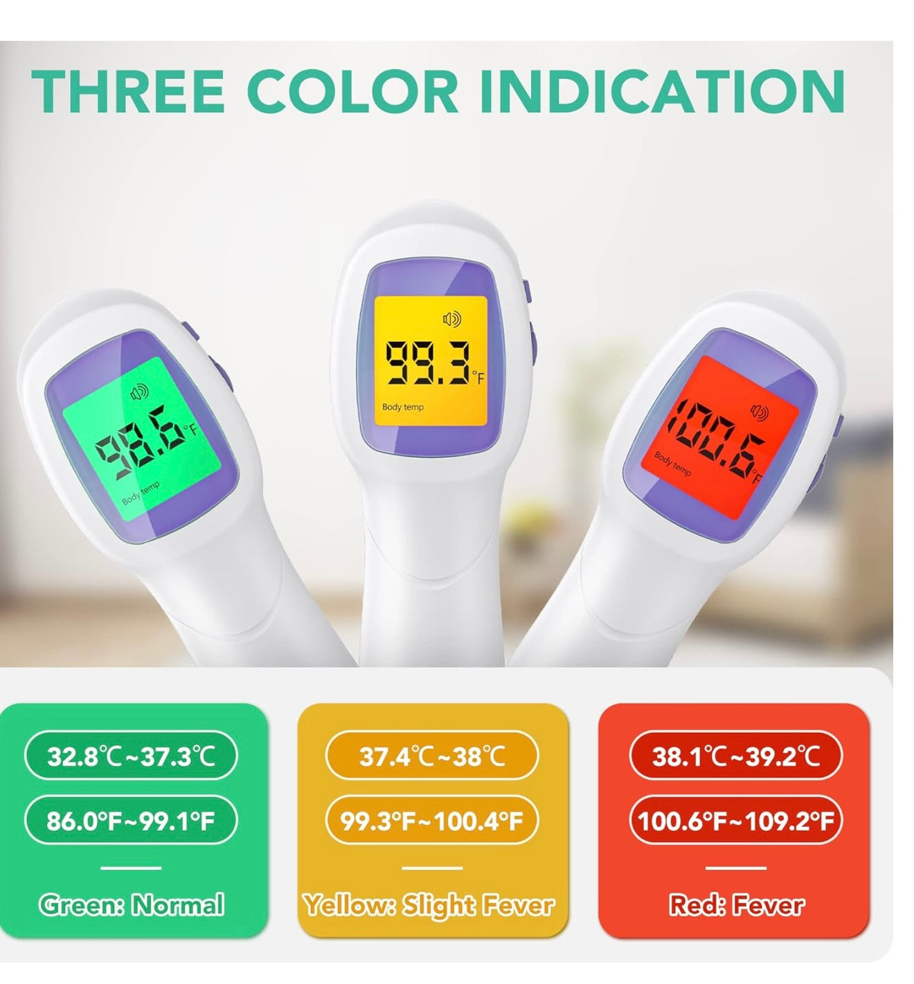 •BUY 1 GET 1 FOR FREE• Thermometer for Adults and Kids Forehead Thermometer for Kids Digital Touchless Thermometer Infrared Forehead Thermometer with 3 in 1 LCD Display Fever Alarm and Memory Function