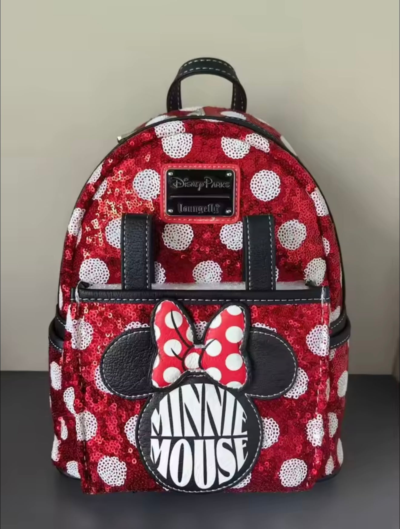 2026 New cute red Minnie backpack, cute cartoon backpack, glitter backpack, travel bag, gift for girl