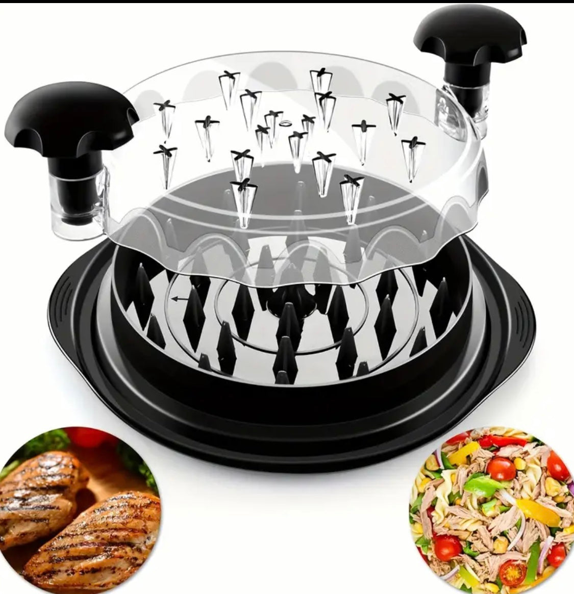 Kitchen chicken shredding tool, Visible meat shredder, Chicken chopper with transparent lid and cleaning brush Non-slip strip Suitable for beef and chicken