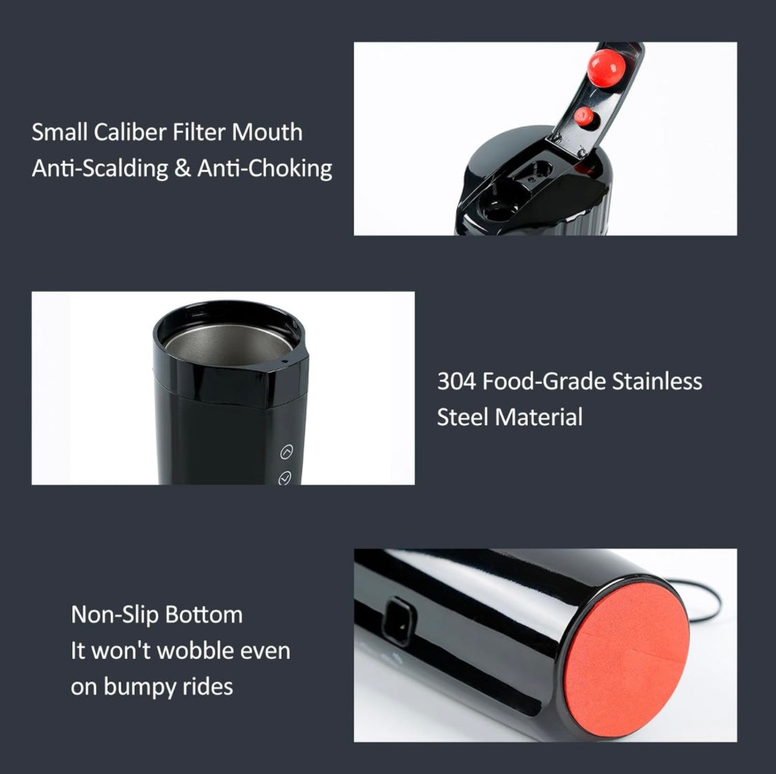 Thermal stainless steel tumbl12 V/24 V, 13.5 fl oz stainless steel heating mug, smart temperature control travel mug, electric kettle for coffee, tea,