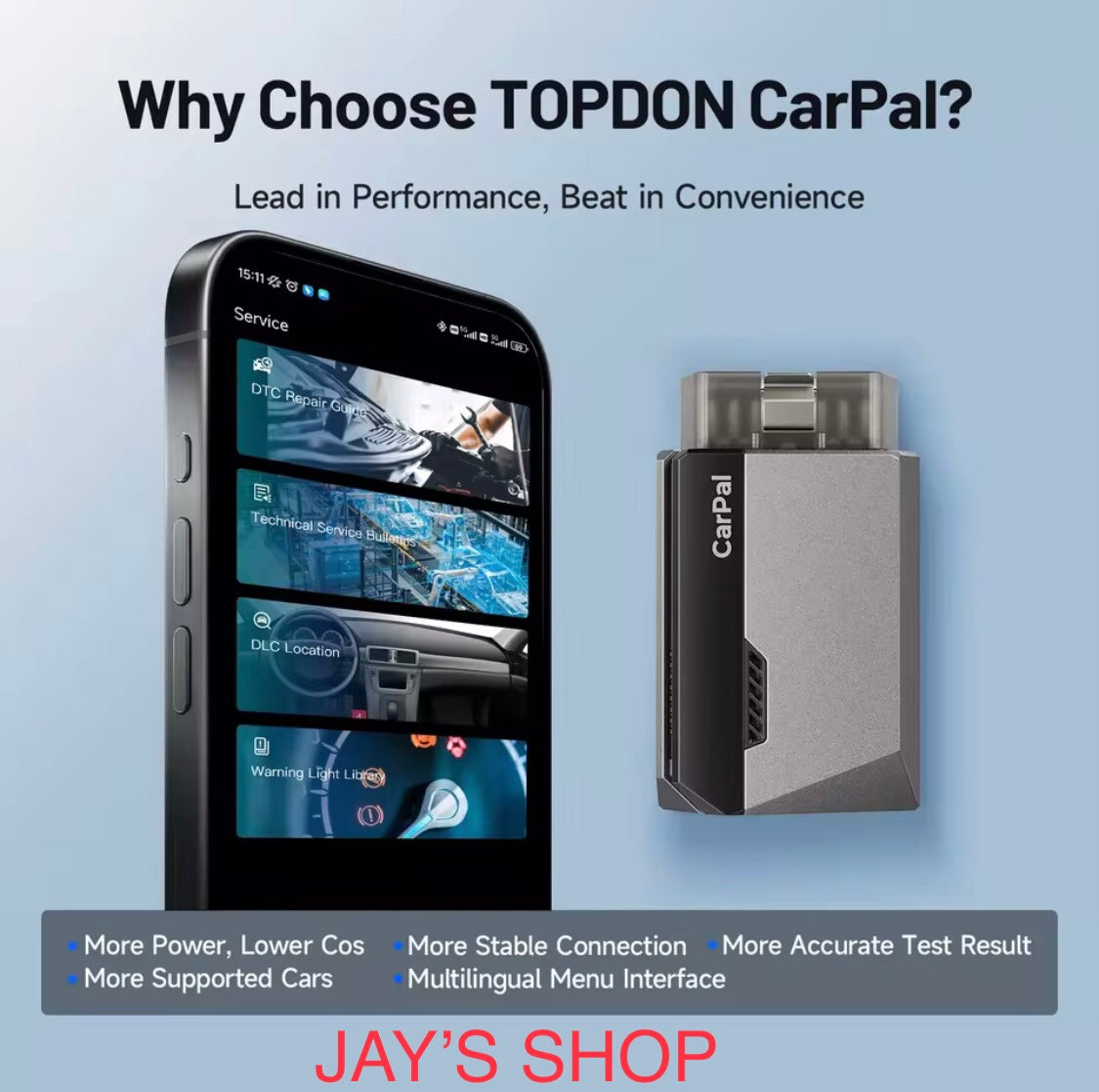TOPDON Carpal OBD2 Bluetooth scanner - Car scanner, diagnostic tool for all systems for iOS and Android, vehicle status monitoring, 6 maintenance serv