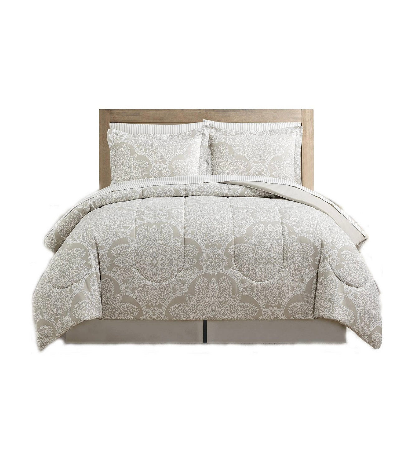 Neutral Damask Comforter set 8pc.