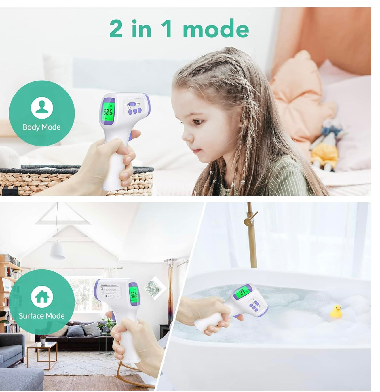 •BUY 1 GET 1 FOR FREE• Thermometer for Adults and Kids Forehead Thermometer for Kids Digital Touchless Thermometer Infrared Forehead Thermometer with 3 in 1 LCD Display Fever Alarm and Memory Function