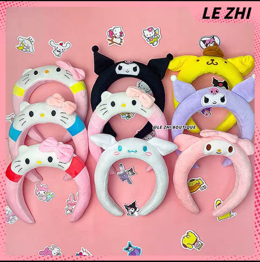 Spa Headband for Face Wash, Hair Accessories, Anime Cartoon Plush Headdress, Gift for Girls, Soft Headband for Face Makeup, Wash, Party, Halloween Christmas.