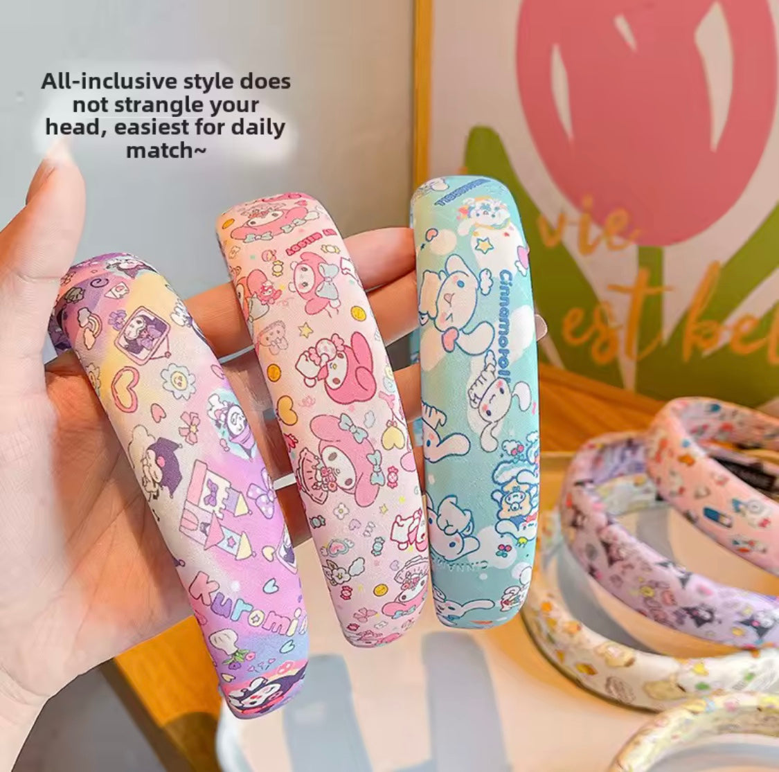 Sanliou Cute Kuromi Headbands for Girls, Non-Slip Headbands for Girls, Bangs, Puzzle Artifact for Gift