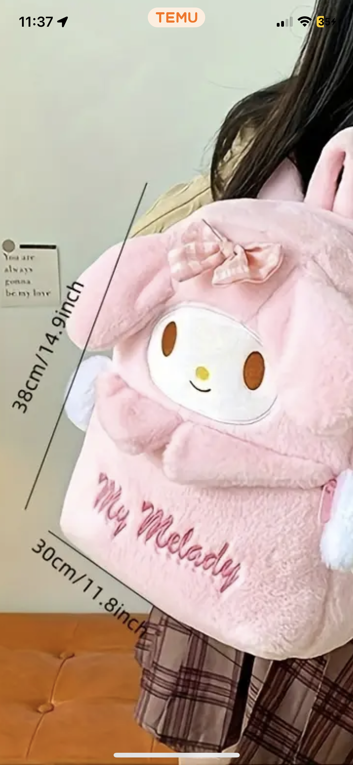 Kuromi & Cinnamoroll plush backpack, soft and cute cartoon design, beautiful backpack for school, travel and daily use