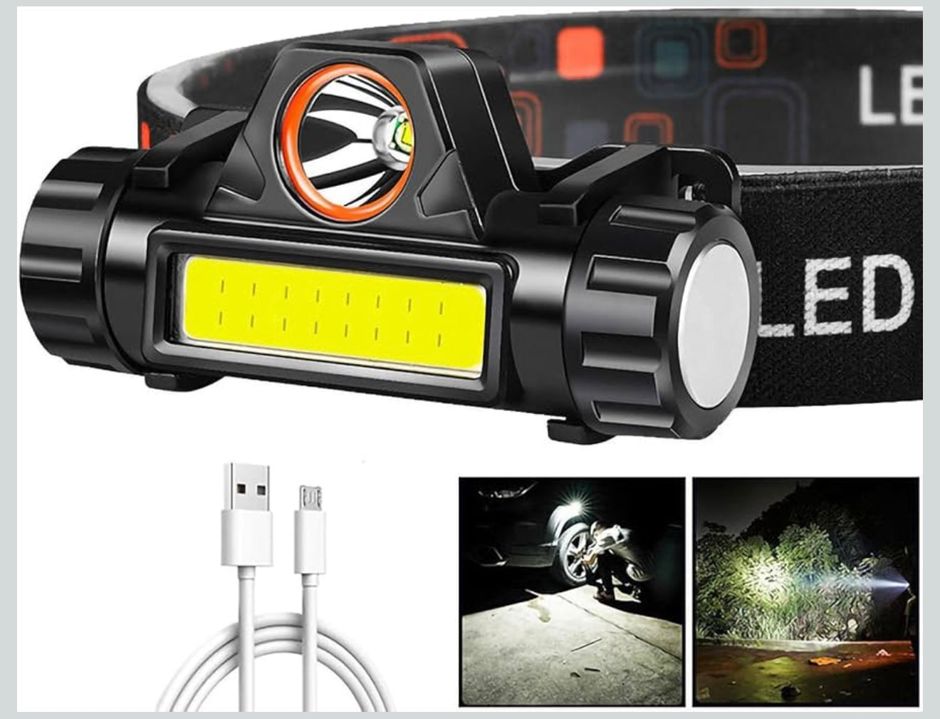 Camping Headlamp 2-in-1 high-Output LED Flashlight Rechargeable,Lightweight Hands-Free Headlamp Rainproof Magnetic Adjustable Headwear Headlight