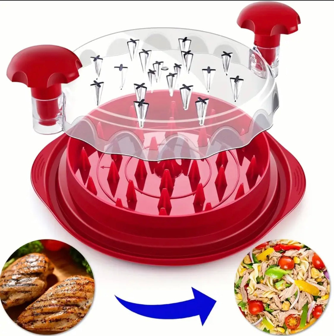 Kitchen chicken shredding tool, Visible meat shredder, Chicken chopper with transparent lid and cleaning brush Non-slip strip Suitable for beef and chicken