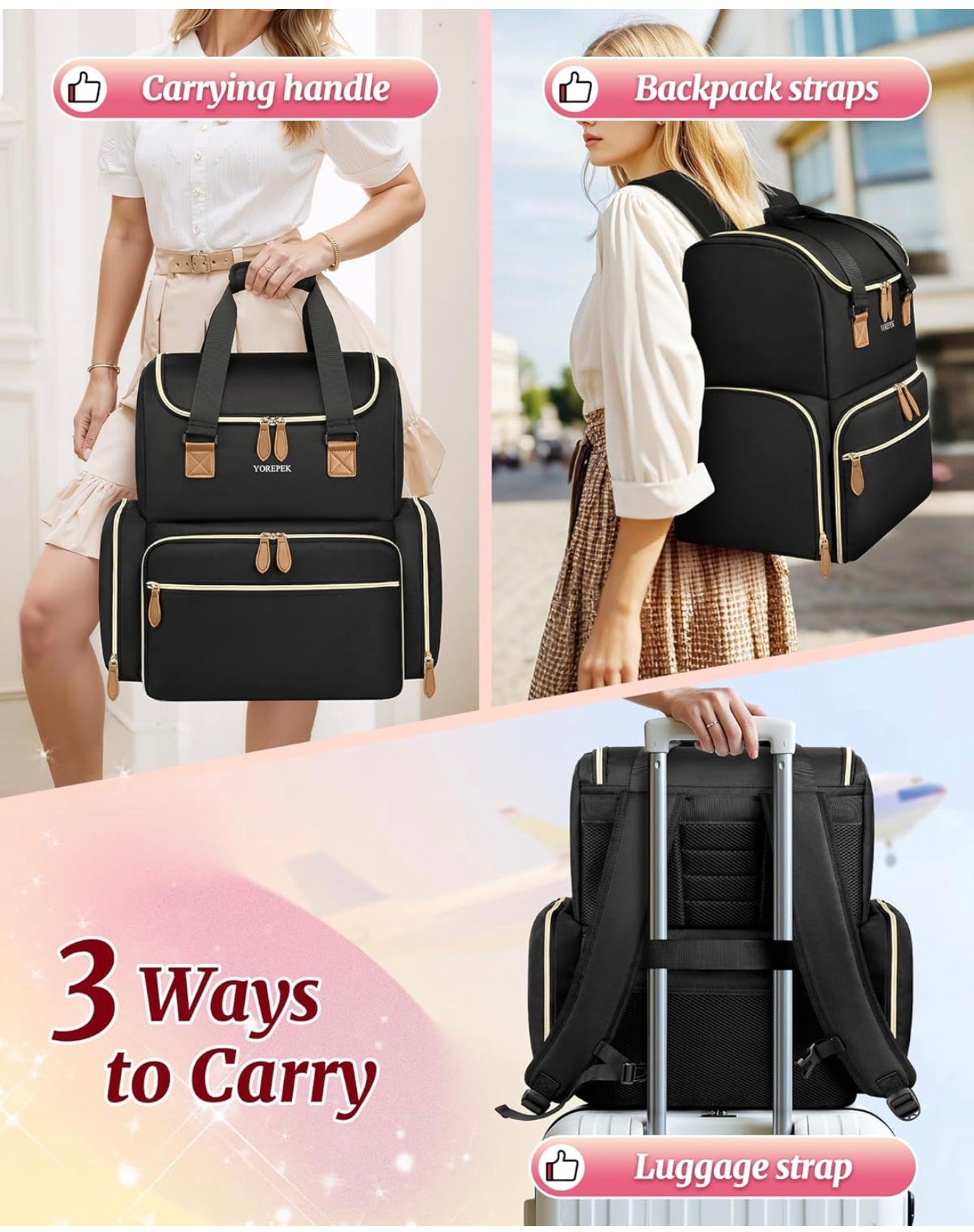 YOREPEK Extra Large Nail Polish Organizer Case Backpack Holds 96 to 100+ Bottles(15ml/0.5 fl.oz) UV Nail Lamp,Nail Organizers and Storage with 2 Removable Pouches Fits Nail Stuff,Gift for Manicurist