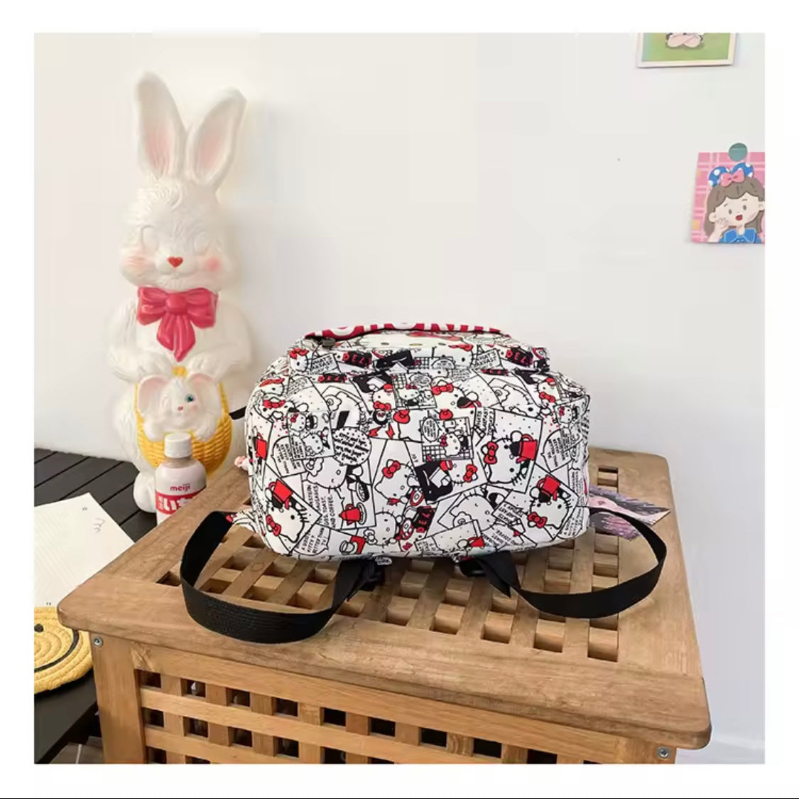 Fashion Sanrio Hello Kitty Backpack, Fashion Cartoon Design, Large Capacity Multifunctional School Backpack, Kawaii Backpack