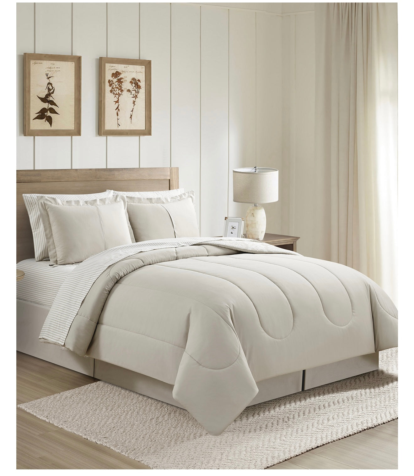 Neutral Damask Comforter set 8pc.