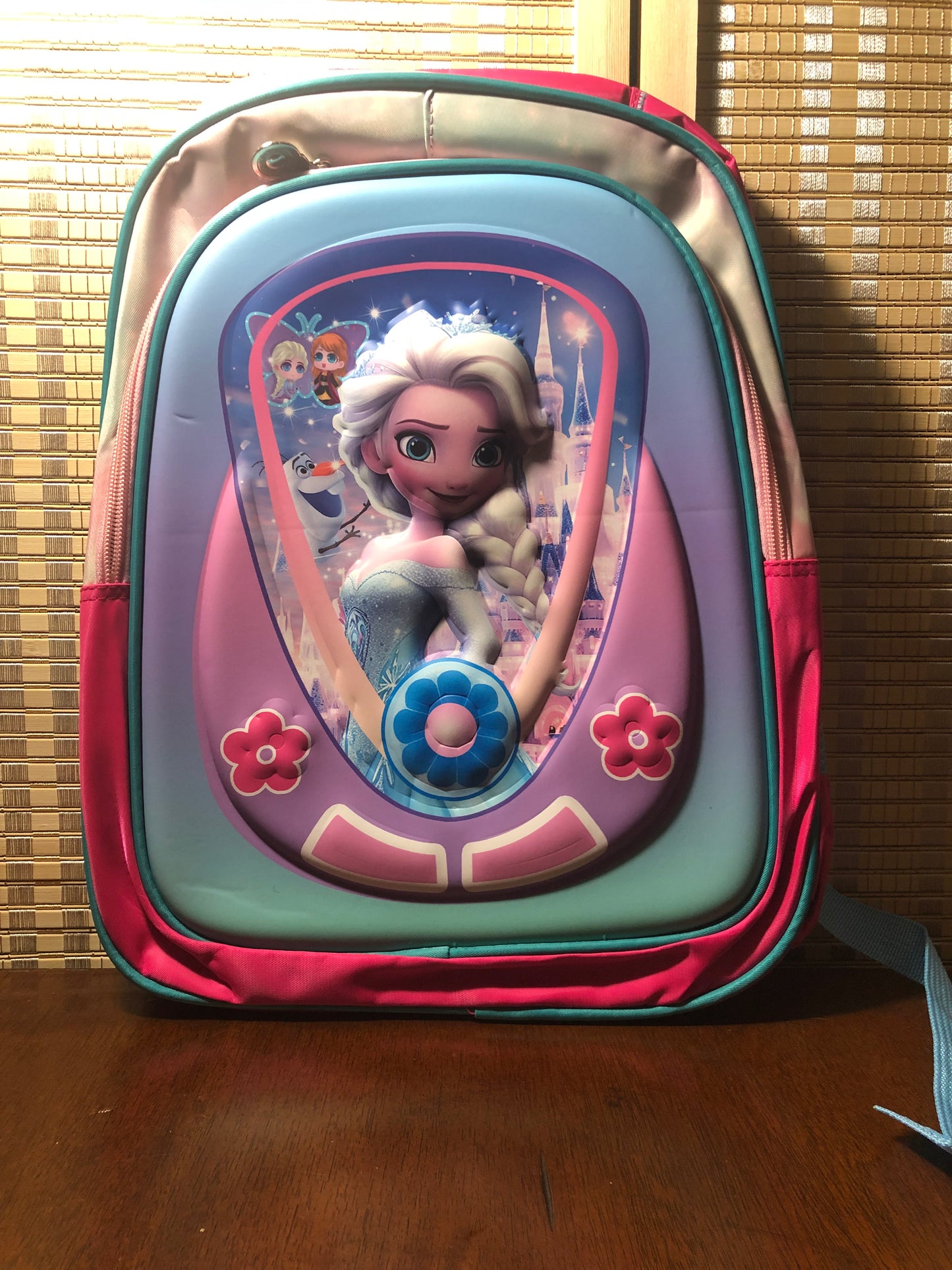 Sophia Pink Backpack - Cartoon and Floral Princess Design, Adjustable Shoulder Straps, Lightweight Polyester
