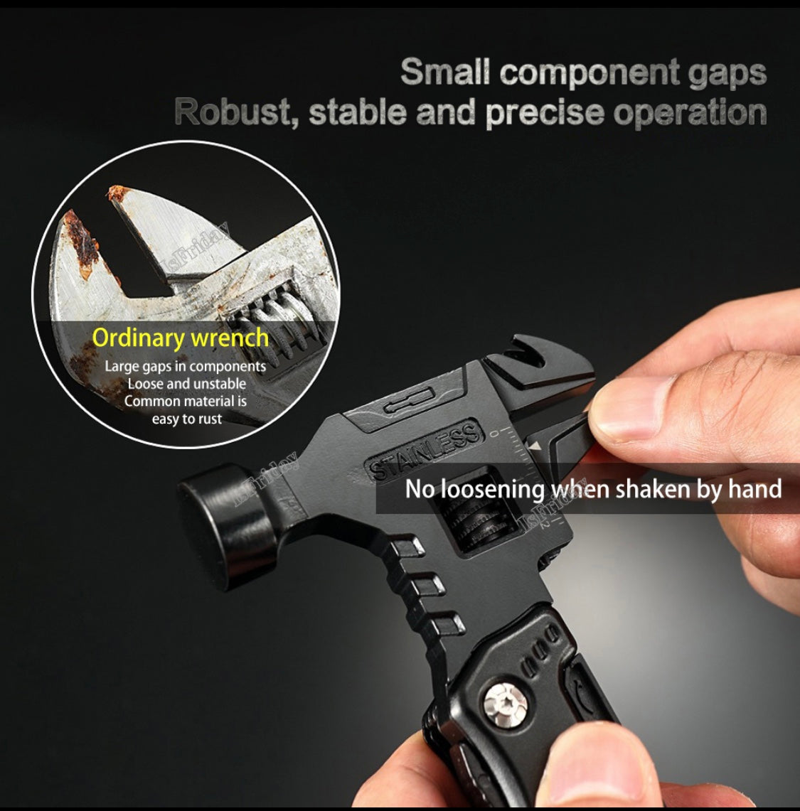 16 in 1— BLACK COLOR  —-Multi Function Wrench Hammer