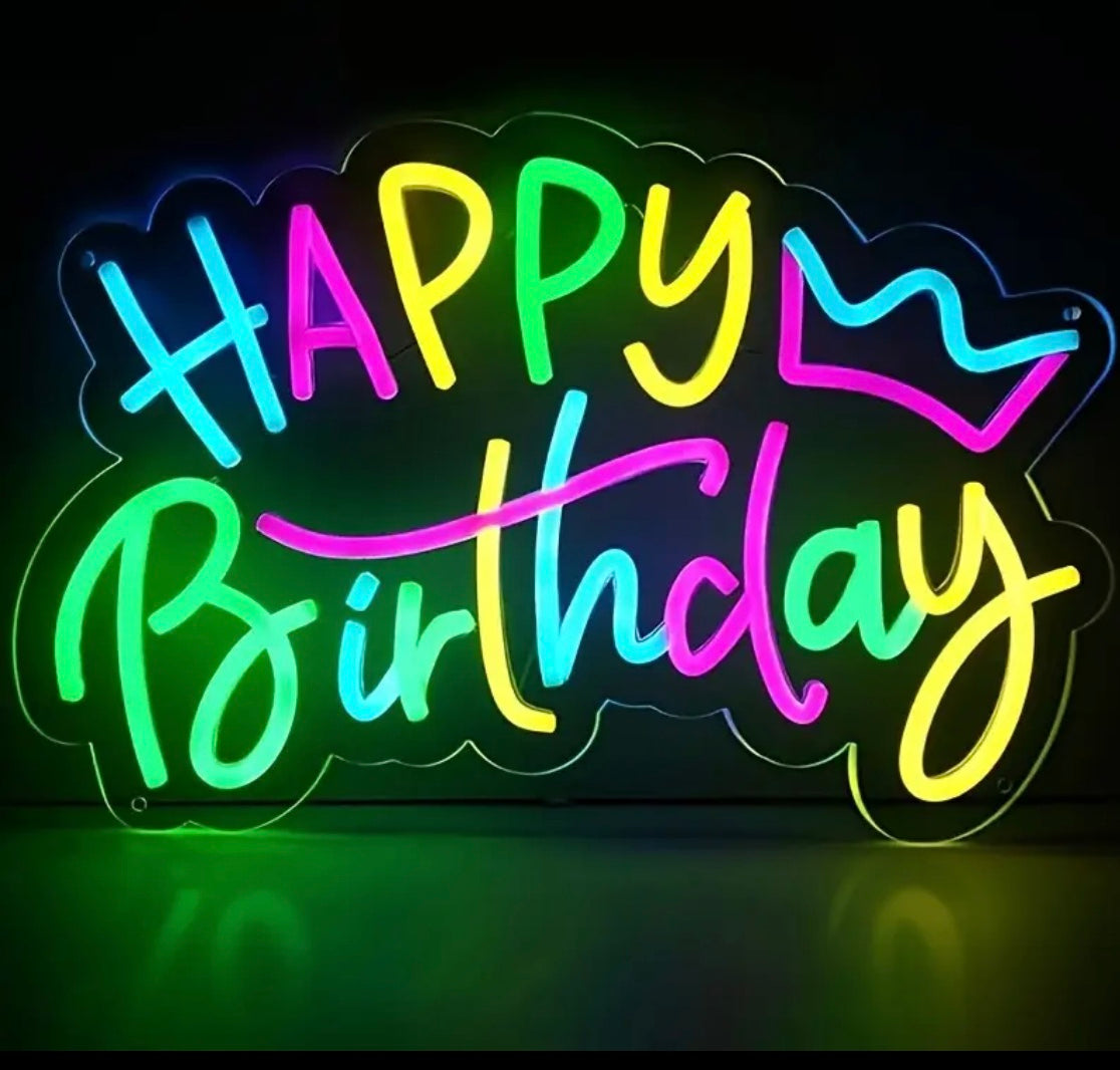 Happy Birthday Neon Sign for Birthday Parties, Colorful Happy Birthday Light Sign, LED Neon Sign with Adjustable Switch for Wall Decoration