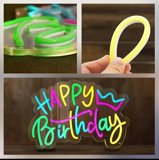 Happy Birthday Neon Sign for Birthday Parties, Colorful Happy Birthday Light Sign, LED Neon Sign with Adjustable Switch for Wall Decoration
