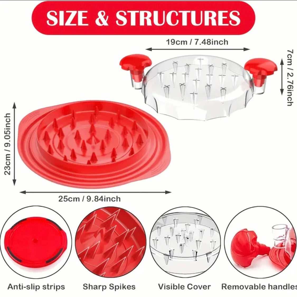 Kitchen chicken shredding tool, Visible meat shredder, Chicken chopper with transparent lid and cleaning brush Non-slip strip Suitable for beef and chicken