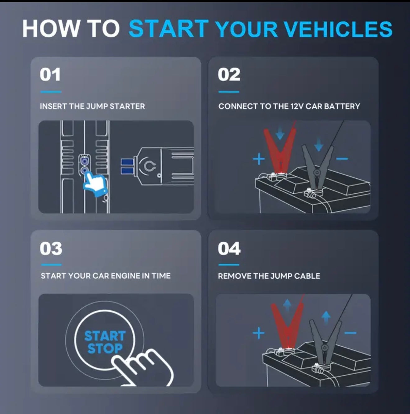 4000A Car Jump Starter with 160PSI Air Compressor, 12V Car Charging Battery Booster Pack (10L Gas/8.5L Diesel), Portable Jump Starter Power Pack with LED Display, 500LM Lights