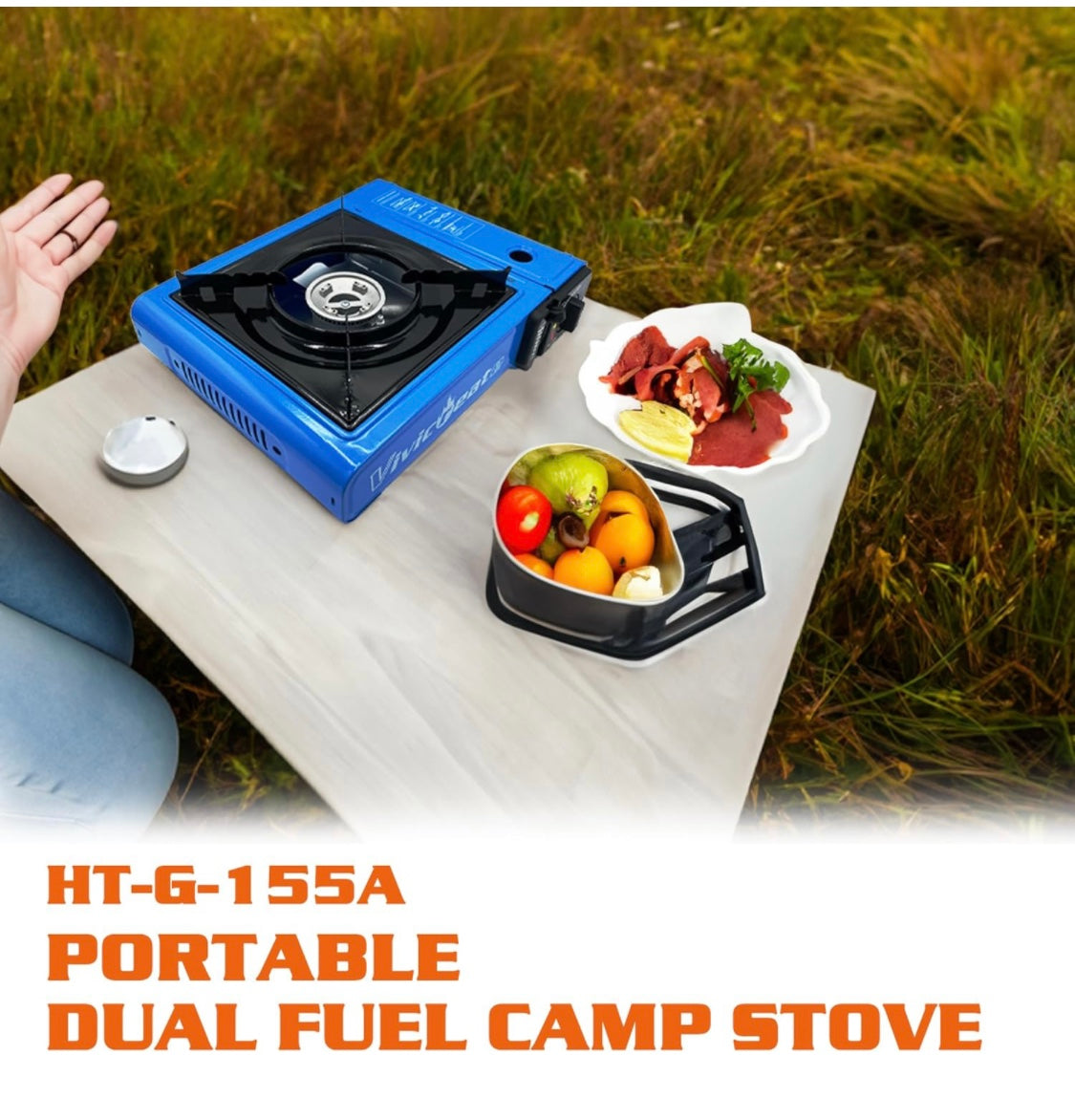 Vivicreate 7000 BTU Portable Stove, Camping Stove, Butane Stove, Outdoor Stove, Korean Style BBQ Stove