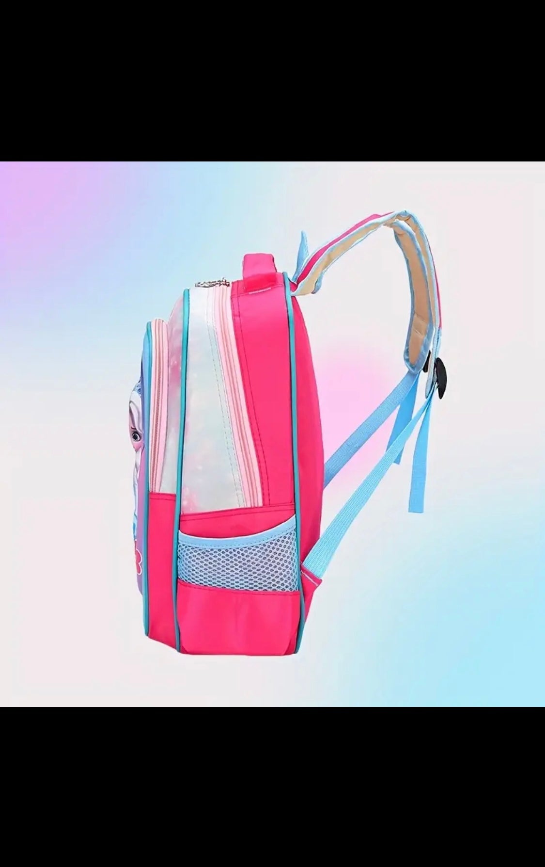 Sophia Pink Backpack - Cartoon and Floral Princess Design, Adjustable Shoulder Straps, Lightweight Polyester