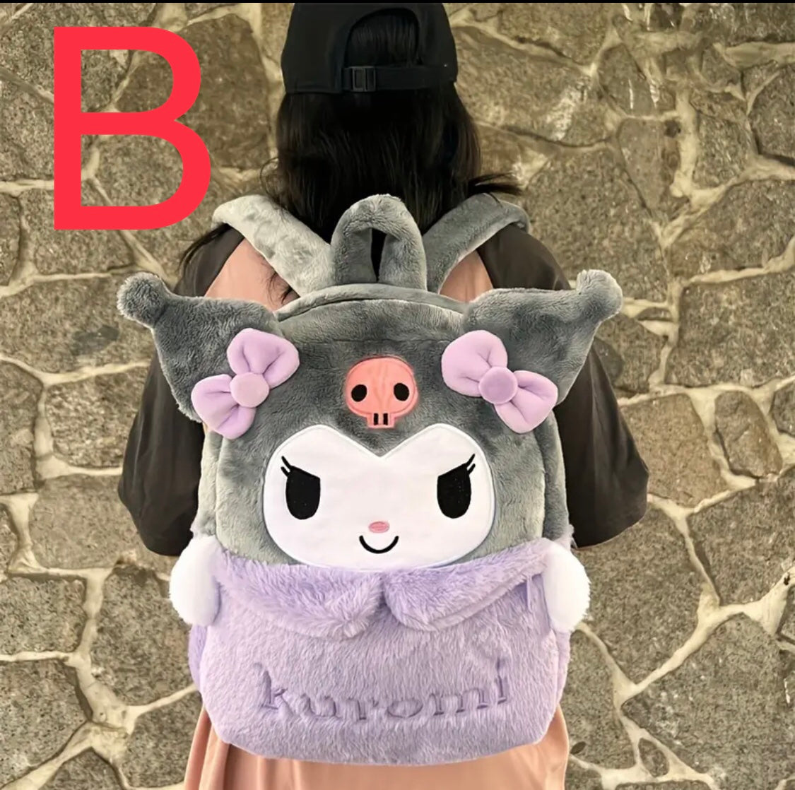 Kuromi & Cinnamoroll plush backpack, soft and cute cartoon design, beautiful backpack for school, travel and daily use