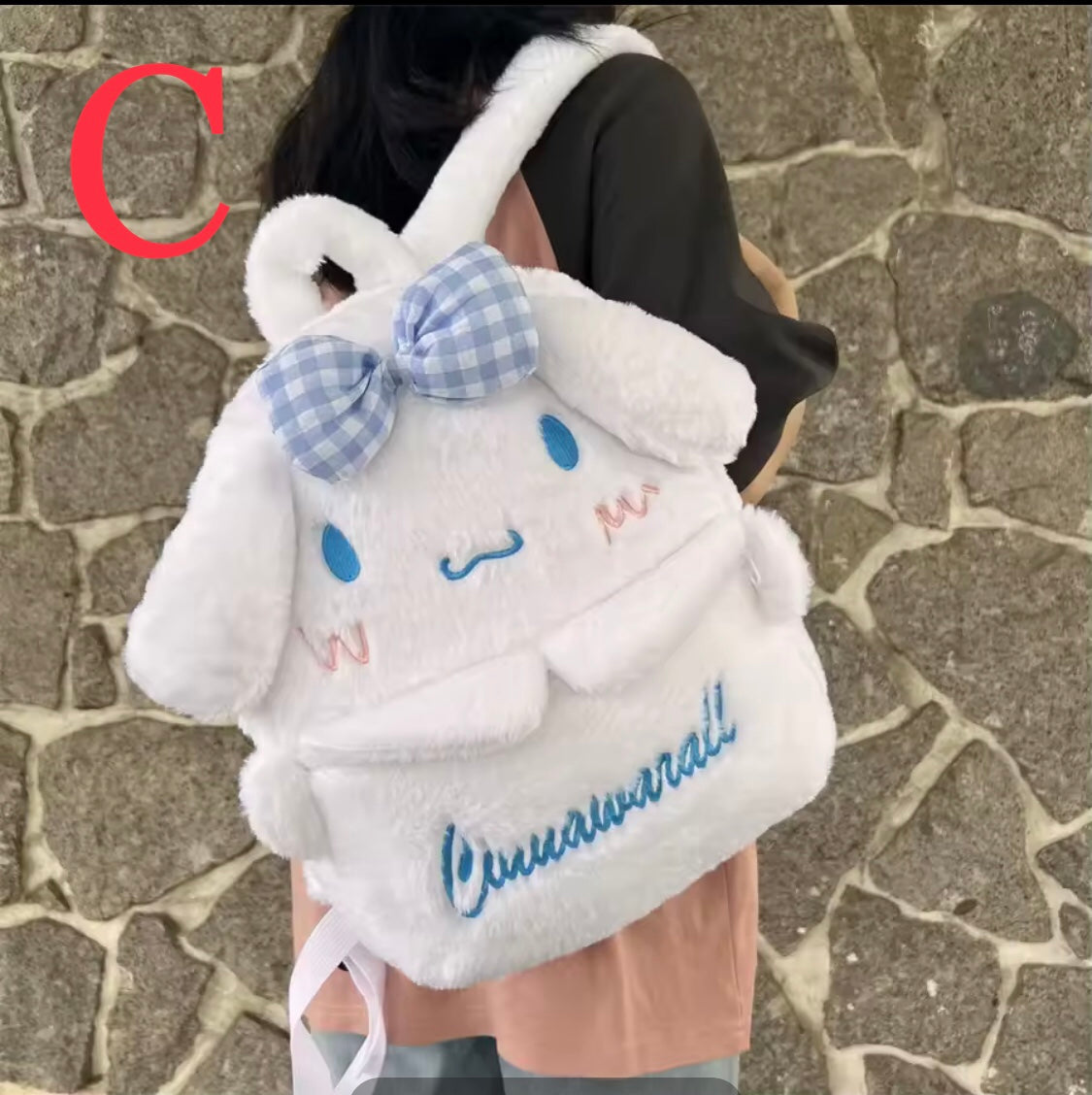 Kuromi & Cinnamoroll plush backpack, soft and cute cartoon design, beautiful backpack for school, travel and daily use