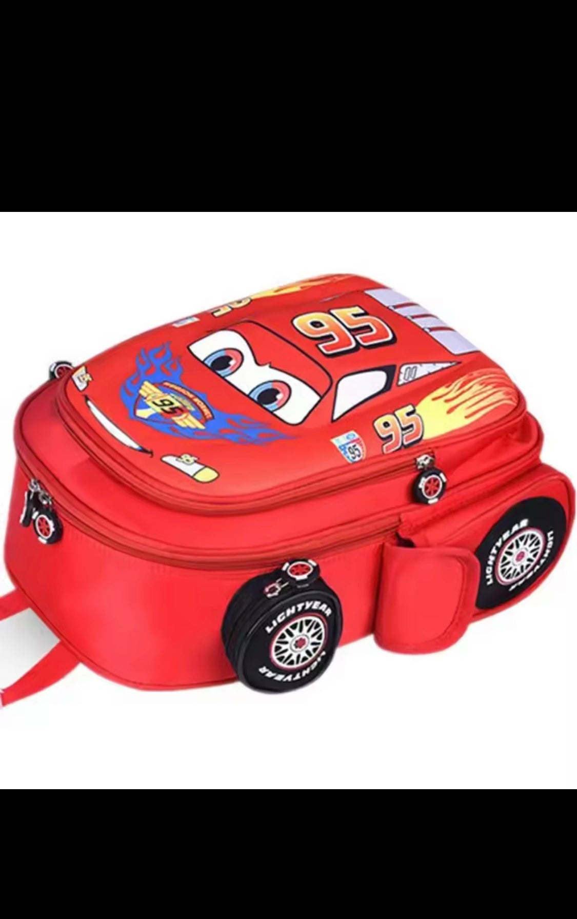 Waterproof children's backpack, truck, car, cartoon, comic, kindergarten, primary school children, children's backpack, Red  Size M