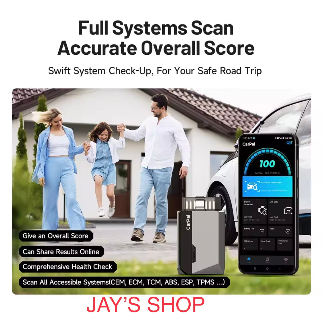 TOPDON Carpal OBD2 Bluetooth scanner - Car scanner, diagnostic tool for all systems for iOS and Android, vehicle status monitoring, 6 maintenance serv