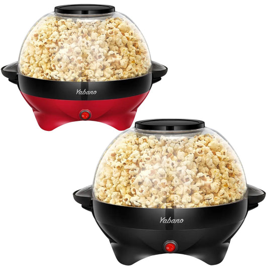 Yabano 6 Quart Popcorn Maker Machine RH-906 Nonstick Plate Automatic Stirring  (BLACK)( RED)👈