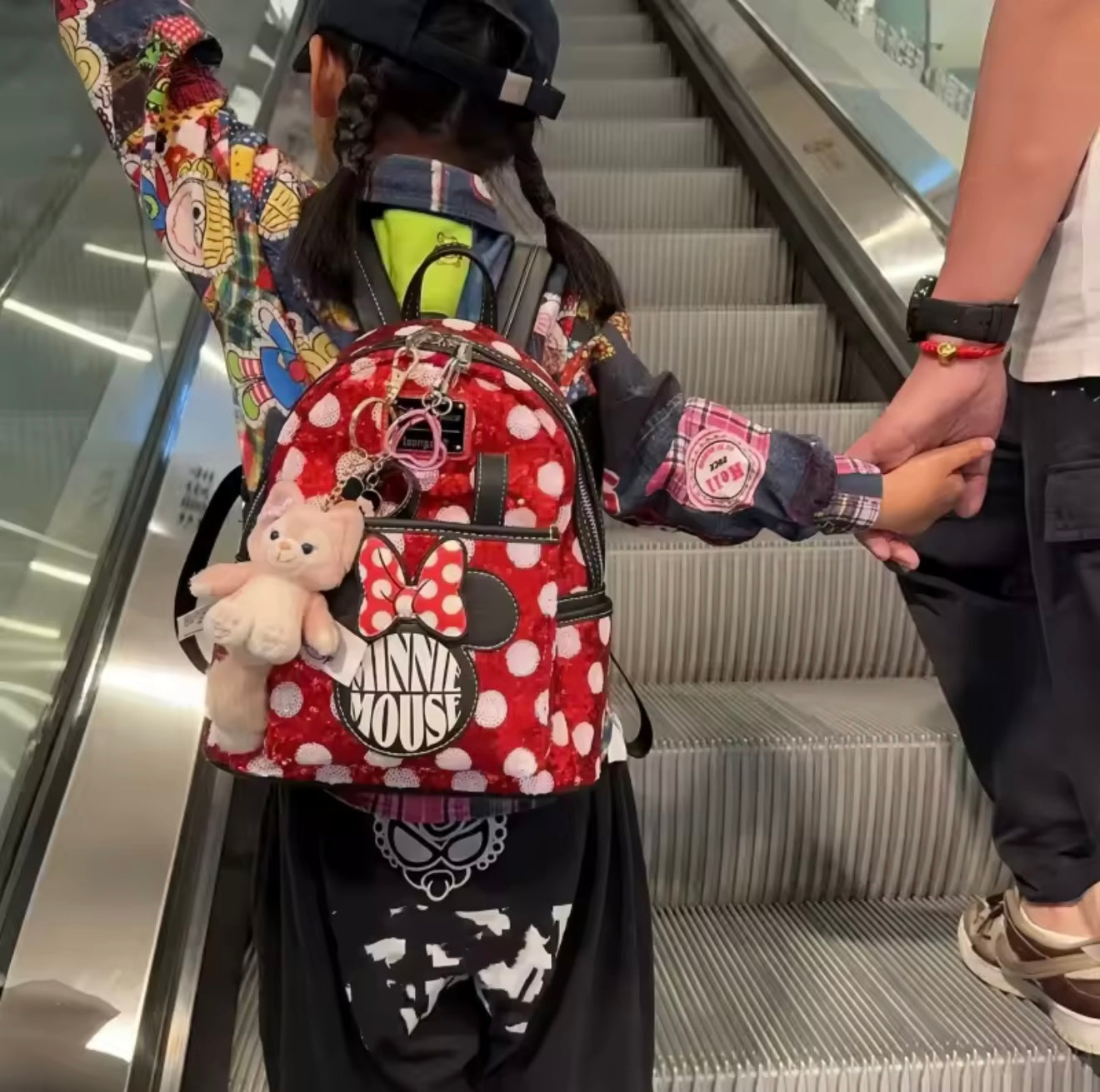 2026 New cute red Minnie backpack, cute cartoon backpack, glitter backpack, travel bag, gift for girl