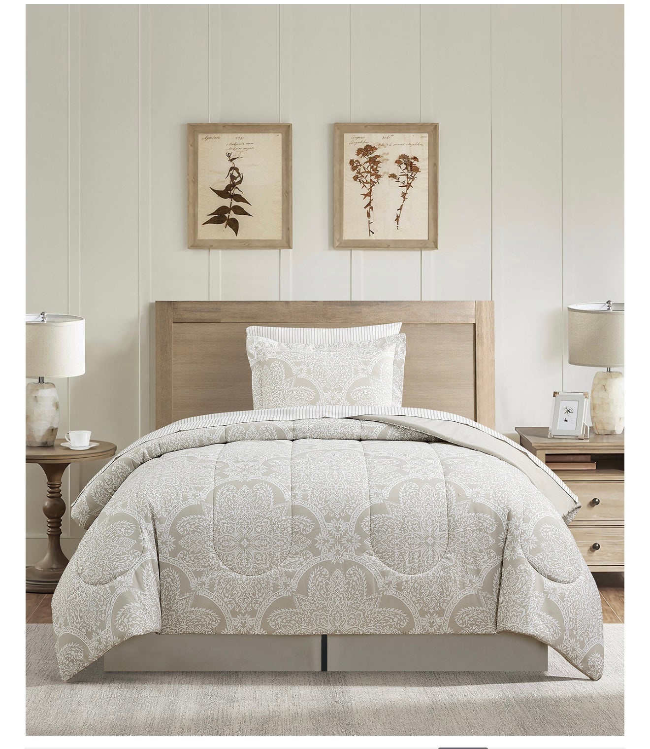 Neutral Damask Comforter set 8pc.