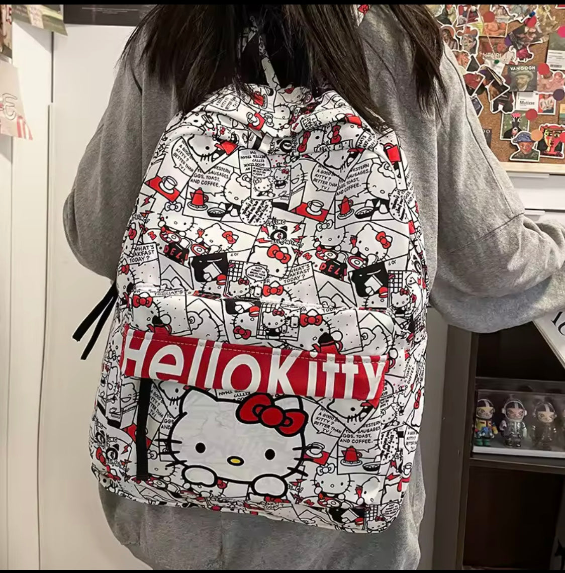 Fashion Sanrio Hello Kitty Backpack, Fashion Cartoon Design, Large Capacity Multifunctional School Backpack, Kawaii Backpack